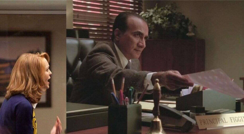 Emma Argues with Principal Figgins