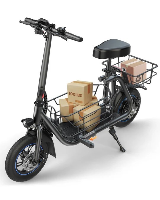 The Gyroor C1S 550W Electric Scooter with Removable Front and Back Basket