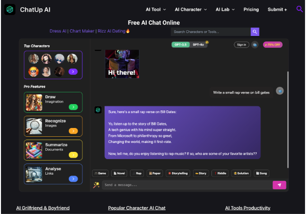 ChatUp AI – Where Your Favorite Characters Come to Life!