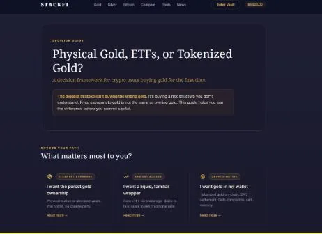Physical Gold vs Gold ETF vs Tokenized Gold: StackFi’s Complete Guide to Gold Ownership