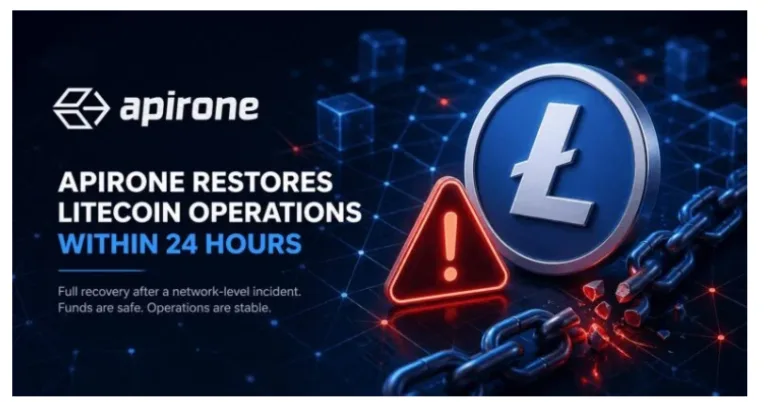 Apirone Restored Stable Litecoin Operations Within the First 24 Hours After Network Disruption