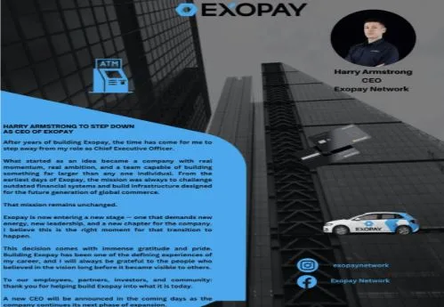 EXOPAY CEO Harry Armstrong Steps Down Ahead of Global Expansion and Hong Kong Relocation