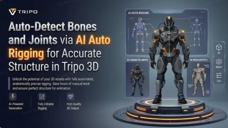 Auto-Detect Bones and Joints via AI Auto Rigging for Accurate Structure in Tripo 3D