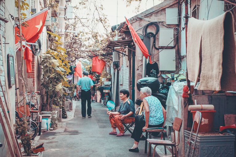 Capturing daily life in a traditional hutong alley in Beijing, China.