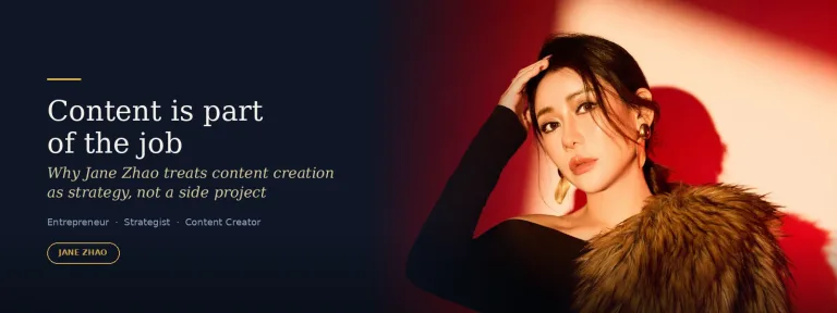 Why Jane Zhao Sees Content Creation as Part of the Job
